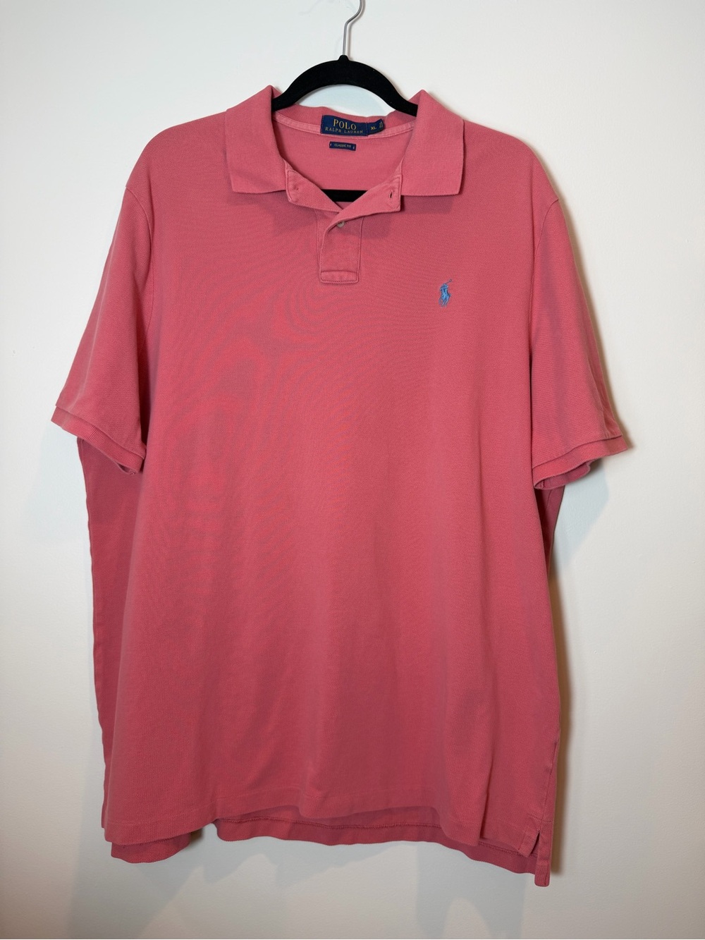  Polo Ralph Lauren Classic Fit Polo Shirt Men's XL Salmon Pink Coral Blue Pony